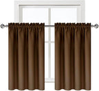 DWCN Blackout Curtains for Living Room Thermal Insulated, Energy Saving & Noise Reducing Bedroom Curtains, Brown, W 52x L 36 Inch, Set of 2 Rod Pocket Curtain Panels