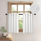 MIULEE White Curtains 36 Inch Length 2 Panels, Soft Thick Linen Textured Semi Sheer Light Filtering Kitchen Window Curtains Over Sink Small Tier for Bathroom Window Back Tab Rod Pocket