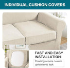 Turquoize 3 Piece Sofa Covers for 2 Cushion Couch Sofa Slipcover Soft Cover for Dogs-Washable Furniture Covers with 2 Individual Cushion Covers, Feature Jacquard Fabric(Loveseat, Biscotti Beige)