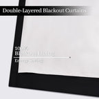 Yakamok 100% Blackout Curtains Black Room Darkening Thermal Insulated Window Curtain with 2 Thick Layers-Set of 2 Panels Grommet Top Drapes for Bedroom Living Room 52 Inches by 96 Inches Length