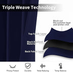 Yakamok 84 Inch Length Blackout Curtains for Bedroom, Thermal Insulated Room Darkening Grommet Top Window Drapes for Living Room,42W x 84L,Navy Blue,2 Panels