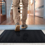 Mibao Front Door Mat, Dirt Trapper Welcome Mat for Outdoor Indoor, Non-Slip Waterproof Doormat, Durable Machine Washable Low Profile Entry Rug for Back Door Outside Patio, 61.5" x 36", Black Wave