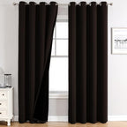 ChrisDowa 100% Blackout Curtains 90 inch Long for Bedroom with Black Liner, 2 Thick Layers Total Blackout Thermal Insulated Grommet Long Window Curtains 2 Panels Set (Brown, 52 x 90 Inch)