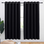 NICETOWN Blackout Draperies Window Curtain Panels, Autumn/Winter Thermal Insulated Solid Grommet Blackout Curtains/Drapes for Cafe (Set of 2, 70 inches by 72 inches, Black)
