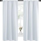 NICETOWN Greyish White Window Curtain Panels - Thermal Insulated Rod Pocket Room Darkening Curtain Sets for Bedroom (2 Panels, 34 by 63)