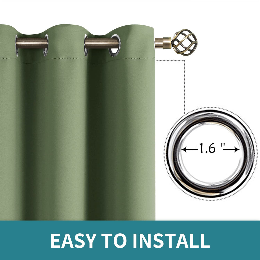 BGment Short Curtains for Small Window 54 Inch Long - Grass Green 2 Panels