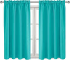 DWCN Blackout Curtains for Living Room Thermal Insulated, Energy Saving & Noise Reducing Bedroom Curtains, Peacock Blue, W 52x L 45 Inch, Set of 2 Rod Pocket Curtain Panels