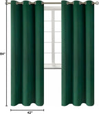 BGment Blackout Curtains - Grommet Thermal Insulated Room Darkening Bedroom and Living Room Curtains, Set of 2 Decorative Curtain Panels (42 x 84 Inch, Emerald Green)