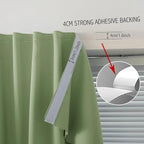 Magic Tape Blackout Curtains for Bedroom No Drillng Self Adhesive Curtains No Rod Small Window, 47" W X 59" L, Sage Green, 1 Panel