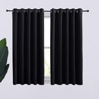 NICETOWN Bathroom Blackout Curtains and Drapes, Black Solid Thermal Insulated Grommet Blackout Drapery Panels for Window (2 Panels, 70 inches Wide by 54 inches Long, Black)