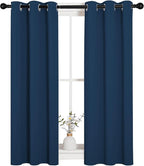 NICETOWN Window Curtain Panels, Thermal Insulated Solid Grommet Blackout Draperies/Drapes for Basement (Moroccan Blue, 1 Pair, 29 by 45-inch)