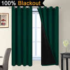 Yakamok Dark Green 100% Blackout Curtains 63 Inches Long 52" Wide 2 Panels