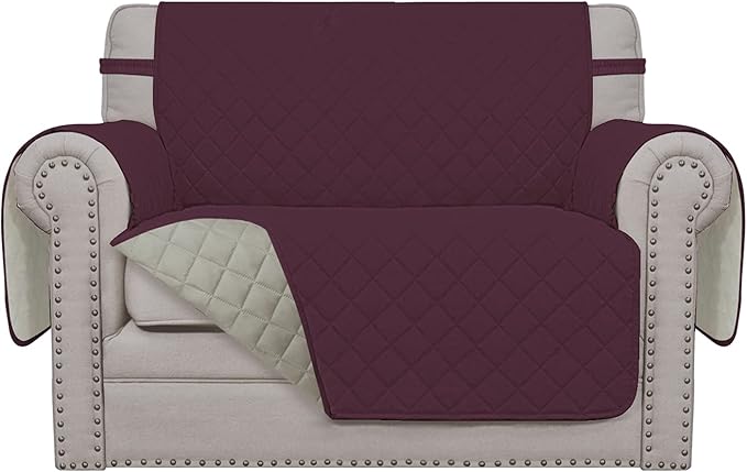 Easy-Going Reversible Couch Cover, Oversized Chair, Wine/Beige