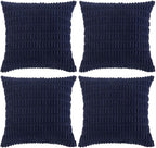 Fancy Homi 4 Packs Navy Blue Decorative Throw Pillow Covers 18x18 Inch for Living Room Couch Bed Sofa, Rustic Modern Farmhouse Boho Home Decor, Soft Plush Corduroy Square Cute Cushion Case 45x45 cm
