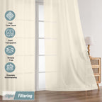Ebesto Cream Sheer Curtains 63 Inch Length 2 Panels, Voile Sheer Curtain for Living Room, Breathable Light Filtering Modern Window Treatments, Soft Fabric Dual Rod Pocket Drapes, 2x42Wx63L Inches