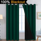 Yakamok Dark Green 100% Blackout Curtains 84 Inches Long 52" Wide 2 Panels