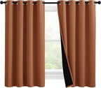 NICETOWN 100% Blackout Curtains 57 inches Long, Double-Deck Completely Blackout Window Treatment Thermal Insulated Lined Drapes for Small Window (Burnt Orange, 1 Pair, 55 inches Width Each Panel)