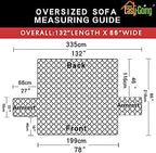 Easy-Going Reversible Oversized Couch Cover for 3 Cushion Couch Sofa Cover for Dogs Water Resistant Furniture Protector Cover with Foam Sticks for Pet Cat (Oversized Sofa, Taupe/Ivory)