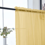 SpaceDresser Basic Rod Pocket Sheer Voile Window Curtain Panels Gold 1 Pair 2 Panels 52 Width 54 Inch Long for Kitchen Bedroom Children Living Room Yard（Gold, 52W x 54L）
