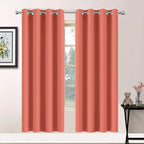 Yakamok Room Darkening Thermal Insulated with Grommet Blackout Curtains for Bedroom, 52Wx72L inch, Coral Orange, 2 Panels
