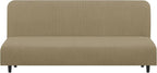 U-NICE HOME Stretch Futon Cover Armless Bed Slipcover - Soft Jacquard Fabric Washable for Pet Friendly, Sand