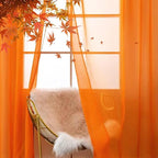 SpaceDresser Basic Rod Pocket Sheer Voile Window Curtain Panels White 1 Pair 2 Panels 70 Width 84 Inch Long for Kitchen Bedroom Children Living Room Yard(Orange,70 W x 84 L)