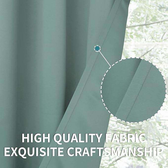 BGment Blackout Curtains - Grommet Thermal Insulated Room Darkening Bedroom and Living Room Curtains, Set of 2 Panels (52 x 54 Inch, Frosty Green)