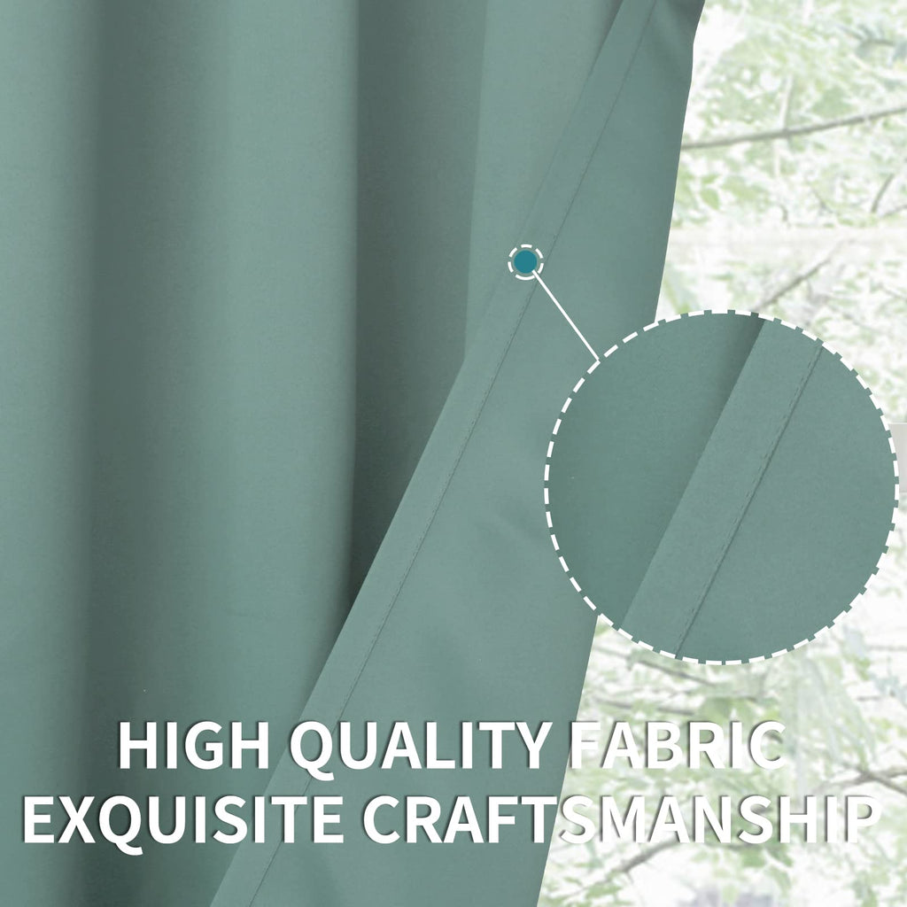 BGment Frosty Green Room Darkening Curtains 63 Inch for Bedroom - 2 Panels