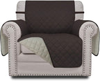 Easy-Going Chair Sofa Slipcover Reversible Sofa Cover Water Resistant Couch Cover Furniture Protector Cover with Elastic Straps for Pets Kids Children Dog Cat (Chair, Chocolate/Beige)