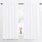 NICETOWN Bedroom Window Curtain Panels - Window Treatment Rod Pocket Drapes for Nursery (White, 2 Panels, 52" by 63")