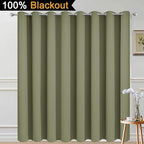 Yakamok 100% Blackout Thermal Insulated Sliding Door Curtains, Noise Reducing Barrier Curtains for Sliding Glass Doors, Full Light Blocking Room Divider Darpes, Sage, W100 x L96, 1 Panel