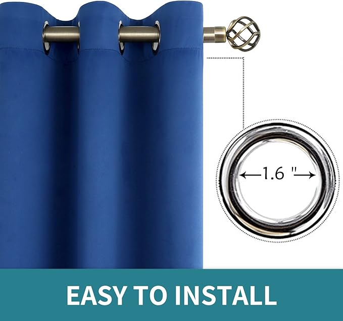 BGment Short Curtains for Small Window 54 Inch Long - Royal Blue 2 Panels