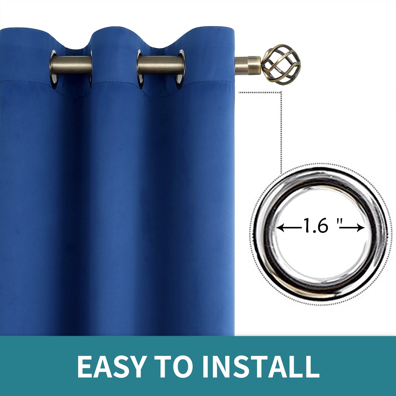 BGment Royal Blue Blackout Curtains for Bedroom 72 Inch Long - 2 Panels