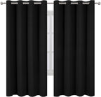 LEMOMO Black Thermal Blackout Curtains/52 x 72 Inch/Set of 2 Panels Room Darkening Curtains for Bedroom