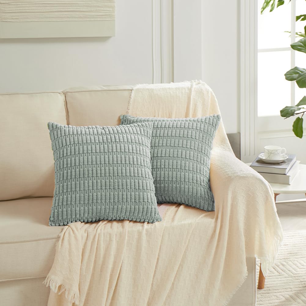 Fancy Homi 4 Packs Decorative Throw Pillow Covers for Living Room Couch Bed, Modern Farmhouse Boho Home Décor Accent Cushion Case, 18" x 18", Grey Blue