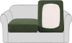 H.VERSAILTEX High Stretch Couch Cushion Covers,Chair Sofa Seat Slipcovers Couch Cushion Cover Stretch Furniture Protector for Kids, Pets(2 Packs Cushion Loveseat Covers, Bronze Green)
