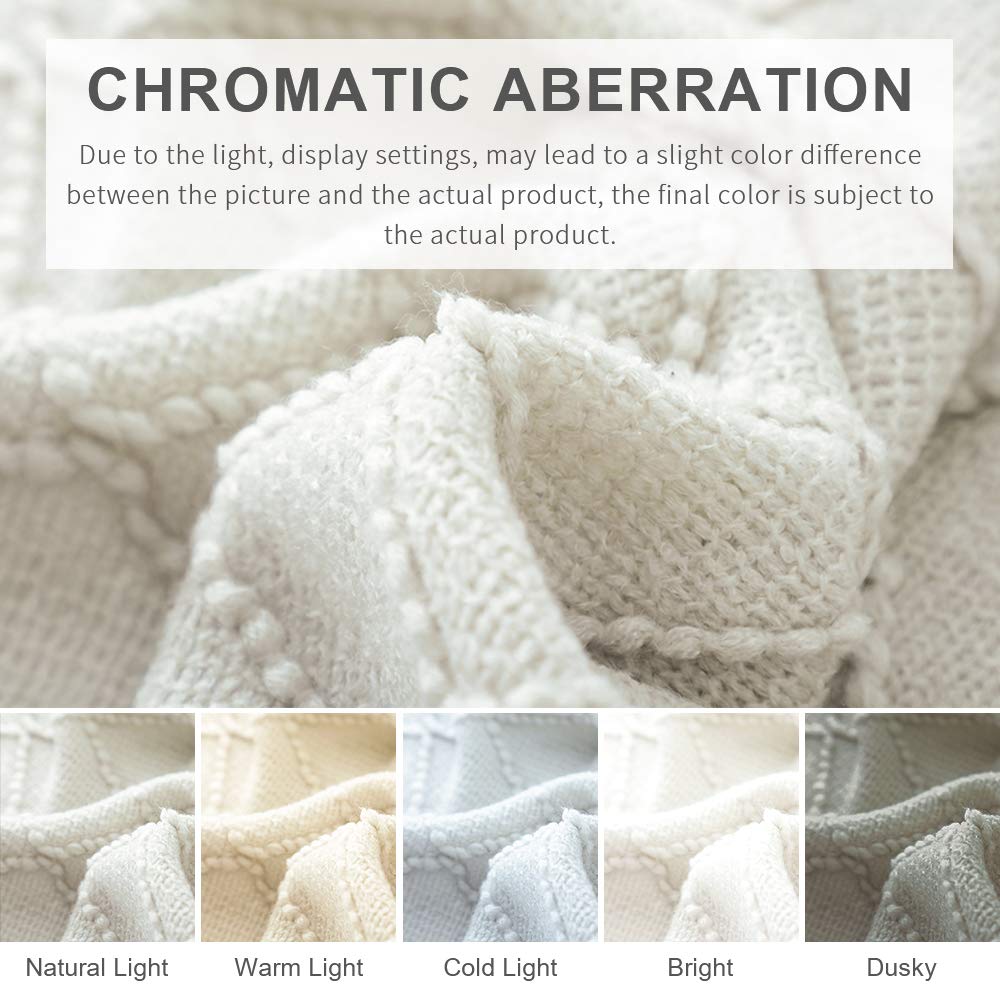 BOURINA Beige Throw Blanket 60x80 Inch Boho Knitted Soft Throw Sofa Blanket