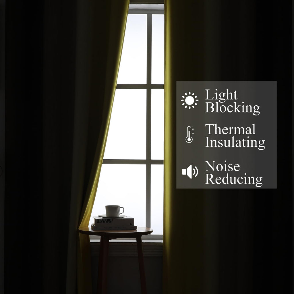 Estelar Textiler Brown and Yellow Blackout Curtains 52Wx84L Inch 2 Panels
