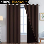 Yakamok Blackout Curtains 96 Inches Long,Blackout Curtain Panels for Bedroom, 2 Thick Layers Grommet Top Thermal Insulated Drapes with Black Liner for Living Room(52Wx96L, Chocolate Brown, 2 Panels)