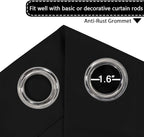 H.VERSAILTEX 100% Blackout Curtains for Sliding Glass Door Room Divider Curtains Noise Reduce Curtain Panel Portable Window Screen Sliding Partition, W180 x L96 inches/8' Tall by 15' Wide, Black