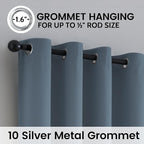 SimpleHome 100% Blackout Curtains for Bedroom,Thermal Insulated Stone Blue Grommet Window Drapes Room Darkening Curtains for Living Room with Black Back,62 x 84 Inch,2 Panels
