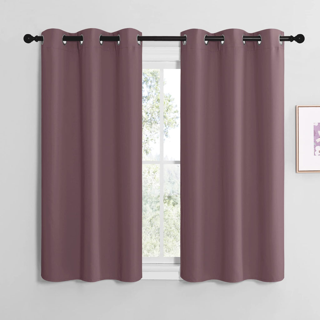 NICETOWN Bedroom Curtains Blackout Drapery Panels, Three Pass Microfiber Thermal Insulated Solid Ring Top Blackout Window Curtains/Drapes (Two Panels, 42 x 50 inches, Gray)