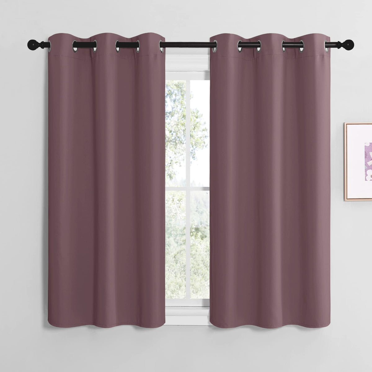 NICETOWN Bedroom Curtains Blackout Drapery Panels, Three Pass Microfiber Thermal Insulated Solid Ring Top Blackout Window Curtains/Drapes (Two Panels, 42 x 50 inches, Gray)