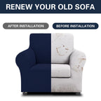 Cupuamon 2026 New Stretch Chair Sofa Slipcovers Couch Cover for 1 Seater Furniture Protector Sofa Covers with Elastic Bottom Jacquard Fabric Small Checks for Pets, Kids - Navy