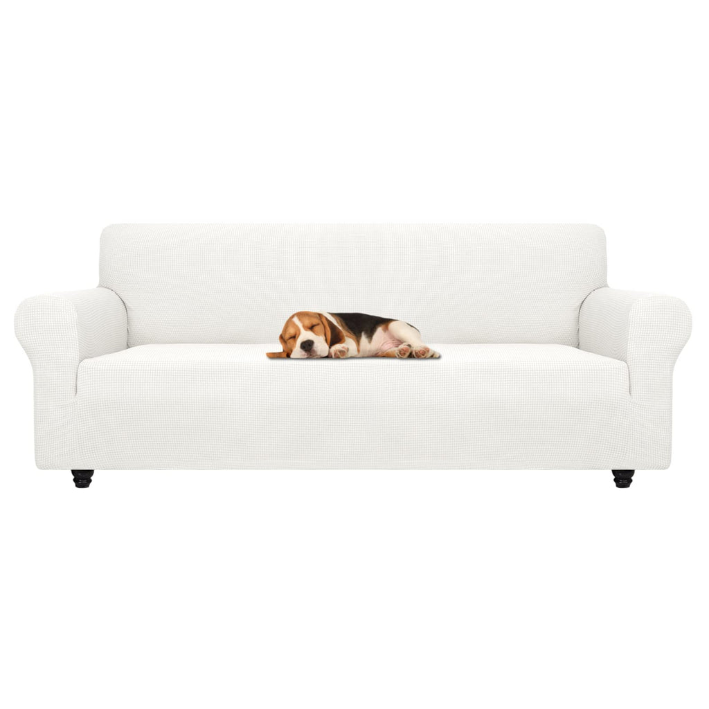 ZNSAYOTX Stretch Oversized Couch Cover Universal Sofa Covers for Living Room Dogs Pet Furniture Protector Spandex Extra Large Sofa Slipcovers with Anti Slip Foam Sticks (White, XL Sofa)