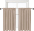 DWCN Blackout Curtains for Living Room Thermal Insulated, Energy Saving & Noise Reducing Bedroom Curtains, Camel, W 60x L 36 Inch, Set of 2 Rod Pocket Curtain Panels