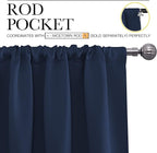 NICETOWN Bedroom Curtains Blackout Draperies, Home Decorations Thermal Insulated Solid Pole Top Blackout Drapes for Living Room (Navy, 1 Pair, 34-inch W x 63-inch L)