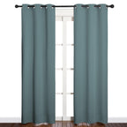 NICETOWN Modern Blackout Curtains Noise Reducing, Thermal Insulated and Privacy Room Darkening Drape Panels for Boy's Guest Room Door Window (Greyish Blue, 2 Panels, W34 x L84 -Inch)