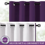 Yakamok 100% Blackout Curtain Panels 63 inches Cold and Light Blocking Drapes for Nursery, 2 Thick Layers Thermal Insulated Draperies (2 Pieces, 50 Wide Each Panel, Purple/White Backing)