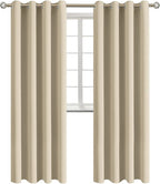 BGment Room Darkening Curtains 120 Inches Long - Grommet Thermal Insulated Drapes Window Treatment Curtains for Bedroom, 2 Panels, 52 x 120 Inch, Beige